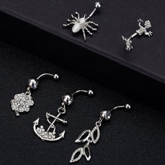 Five-piece Set Of Gecko Belly Button Ring Navel Ring Belly Button Piercing Supplier