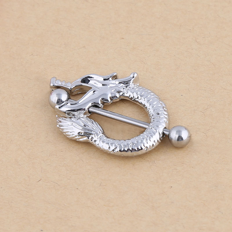 Chinese Dragon Fake Nipple Ring Non-mainstream Alternative Punk Stainless Steel Piercing Jewelry Supplier