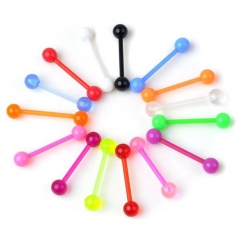 50pcs/lot Soft Rod Acrylic Mixed Color  Nipple Rings Straight Barbell Tongue Studs Supplier