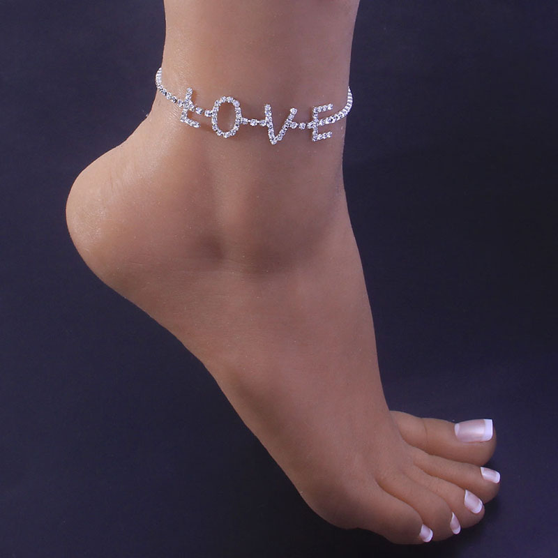 Letter Anklet Sexy Summer Fashion Street Love Rhinestone Anklet Manufacturer