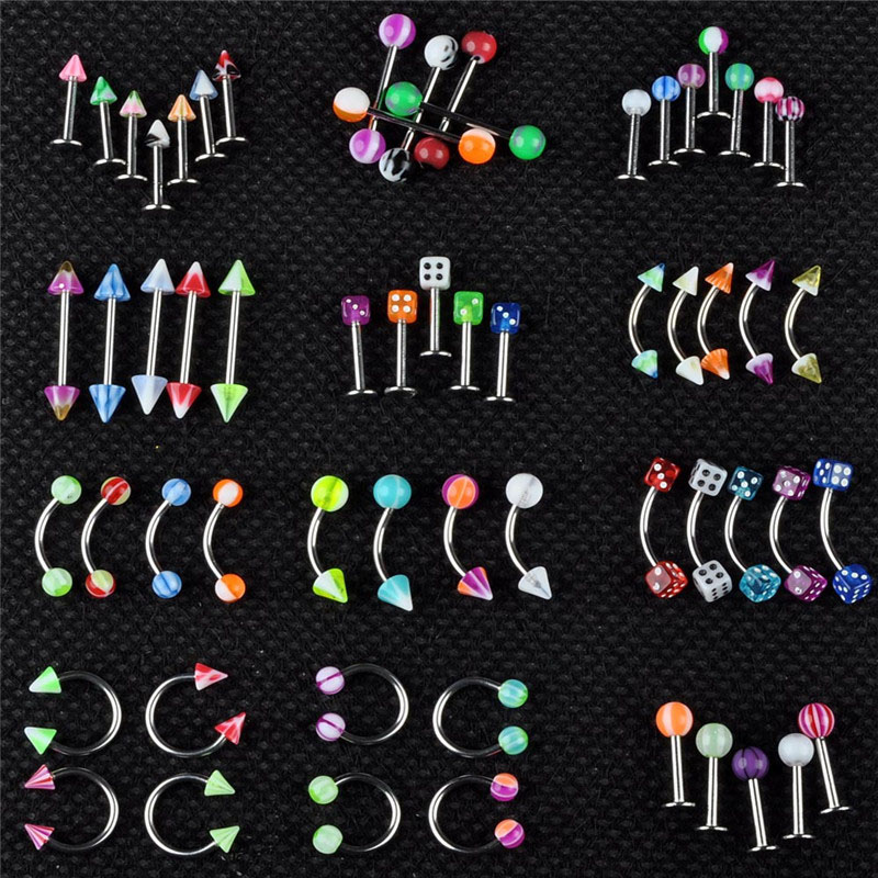Stainless Steel Acrylic 60pcs Lip Studs Tongue Studs Nose Studs Eyebrow Studs Nipple Rings Supplier