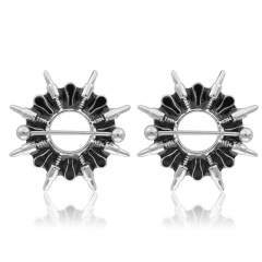 Popular Alloy Black Oil Dripping Bullet Nipple Ring Sun Flower Breast Ding Supplier