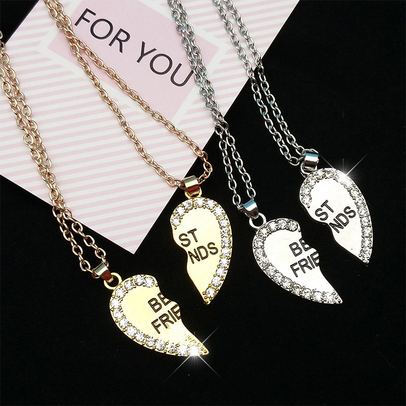 Sister Couple A Pair Of Necklaces Best Friends With Diamonds Love Pendant Necklace Supplier