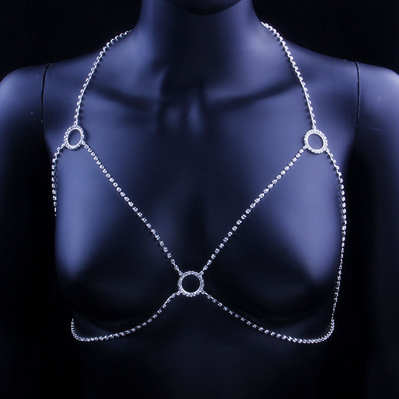 Rhinestone Sexy Body Chain Features Circle Chest Chain Chest Ornament Distributor