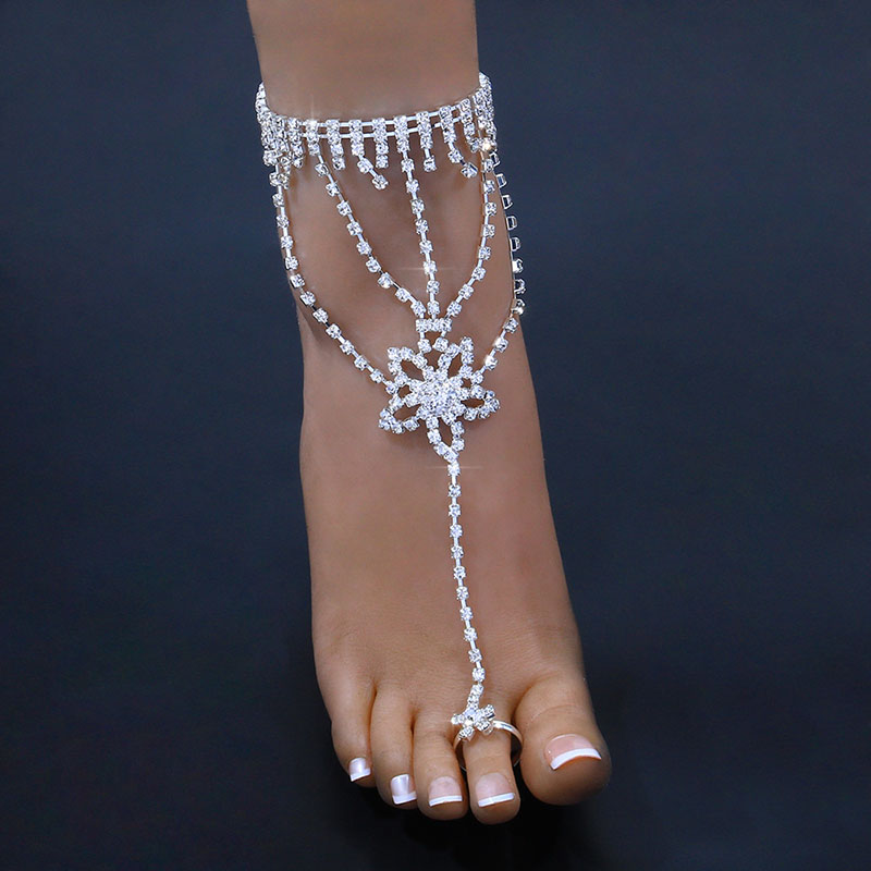 Fashion Rhinestone Anklet Flower-shaped Beach Anklet Ankle Jewelry Supplier