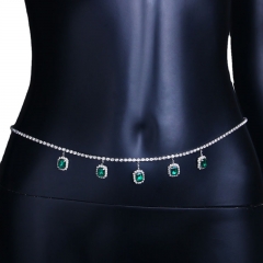 Green Gemstone Rhinestone Waist Chain Fashion Street Shooting Beach Bikini Waist Chain Manufacturer