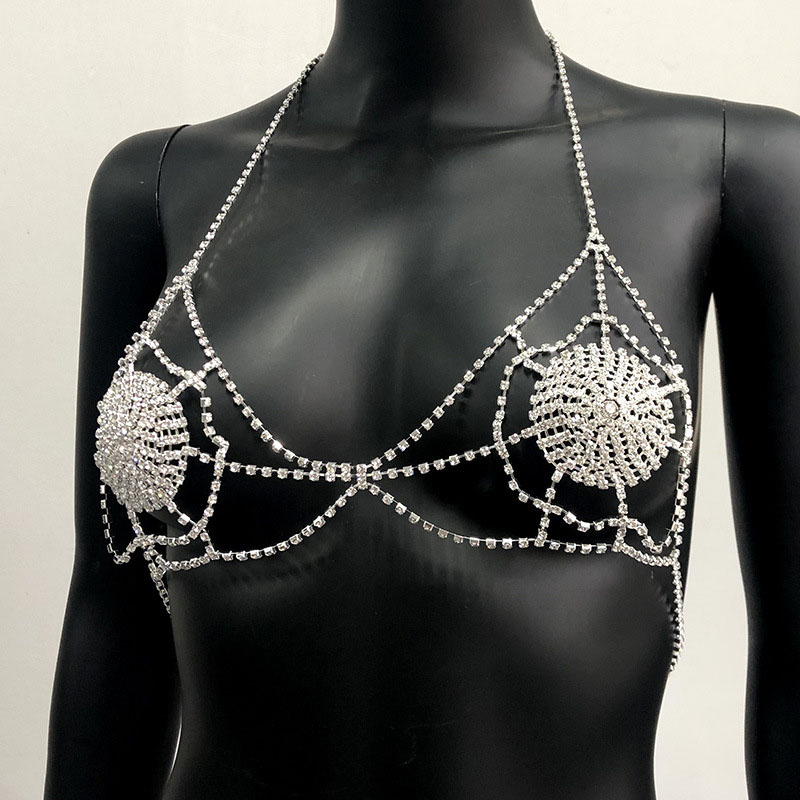 Rhinestone Body Chain Retro Exaggerated Fashion Hollow Fishing Net With Diamonds Handmade Bra Distributor