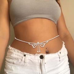 Versatile Rhinestone Waist Chain Europe And America Sexy Bow Belt Supplier