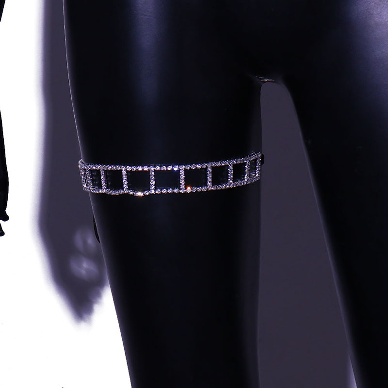 Shiny Elastic Rope Sexy Leg Chains Temperament Rectangular Party Rhinestone Thigh Chains Manufacturer