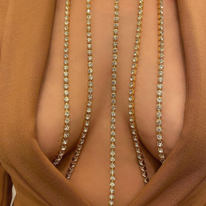Long Tassel Necklace Sexy Rhinestone Body Chain Chest Chain Manufacturer