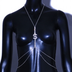 Trendy Multi-layer Dollar Chest Chain Nightclub Rhinestone Sexy Body Chain Manufacturer