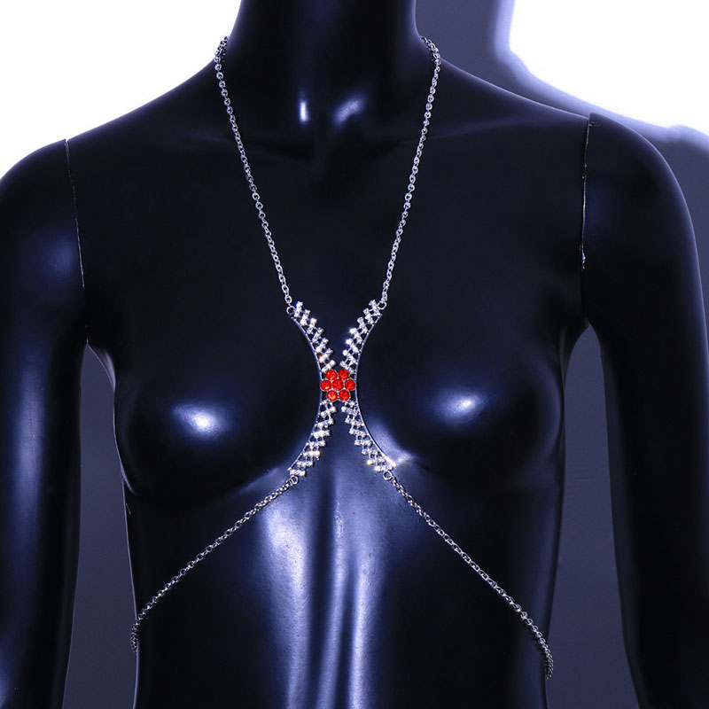 Ruby Full Diamond Flower-shaped Chest Bra Nightclub Sexy Body Chain Manufacturer