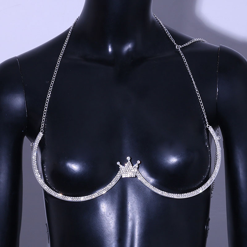 Fashion Body Accessories Queen Sexy Crown Rhinestone Chest Bra Bikini Body Chain Manufacturer