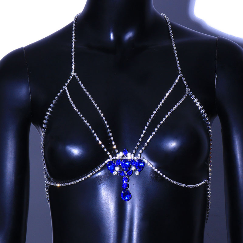 Exaggerated Sapphire Multi-layer Chest Chain Shiny Nightclub Sexy Body Chain Manufacturer