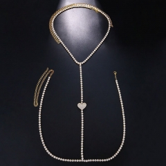 Wholesale Jewelry Heart-shaped Chest Chain Nightclub Style Shiny Diamond Bikini Body Chain