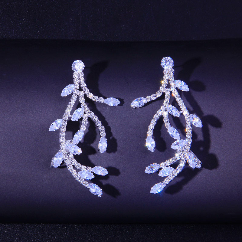 Tree Branch High-grade Zircon Earrings Fashion Bridal Wedding Studs With Diamonds Manufacturer