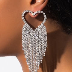 Tassels With Diamonds Love Earrings Fashionable And Versatile Hollow Heart-shaped Earrings Manufacturer