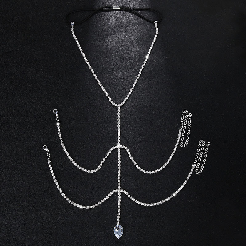 Wholesale Jewelry Water Drop Leg Chains Double Rhinestone Body Chains