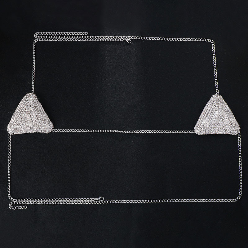 Wholesale Jewelry Geometric Full Of Diamonds Chest Chain Shiny Rhinestone Bikini Beach Body Chain