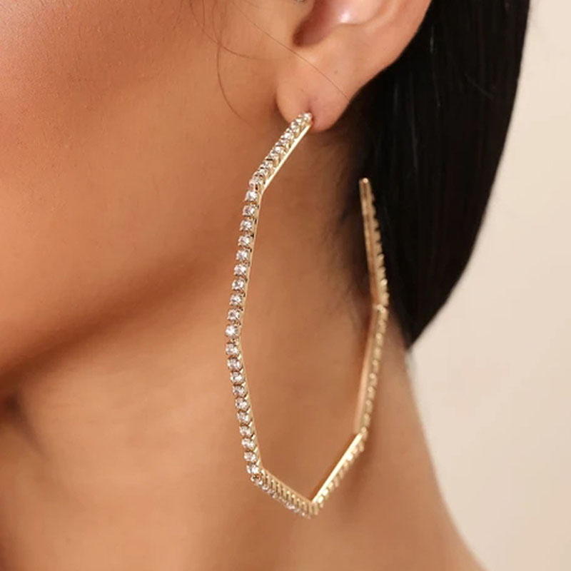 Fashion Exaggerated Geometric Earrings Trendy Hip-hop Nightclub Shiny Earrings Manufacturer