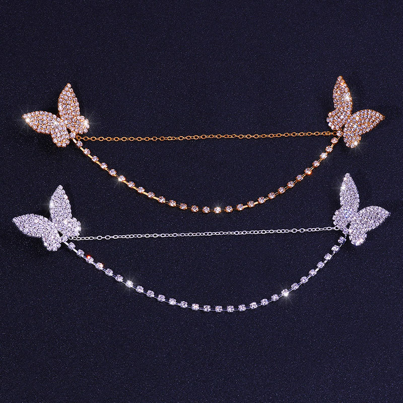 Temperamental Long Tassel Butterfly Earrings Trendy Full Diamond Ear Clips Manufacturer
