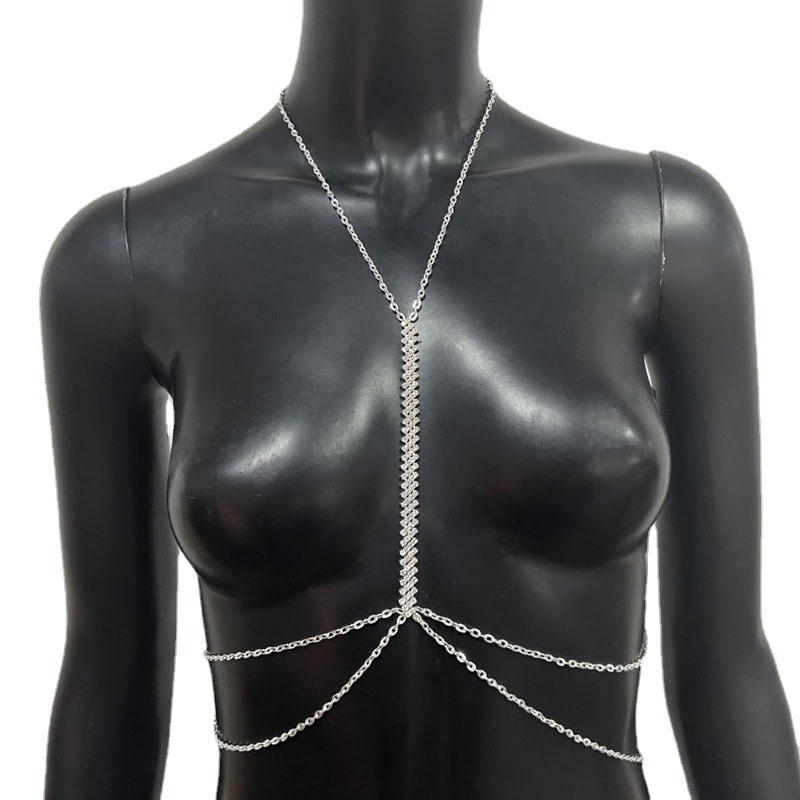 Fashionable Diamond-shaped Chest Chain Bohemian Style Multi-layer Rhinestone Body Chain Manufacturer
