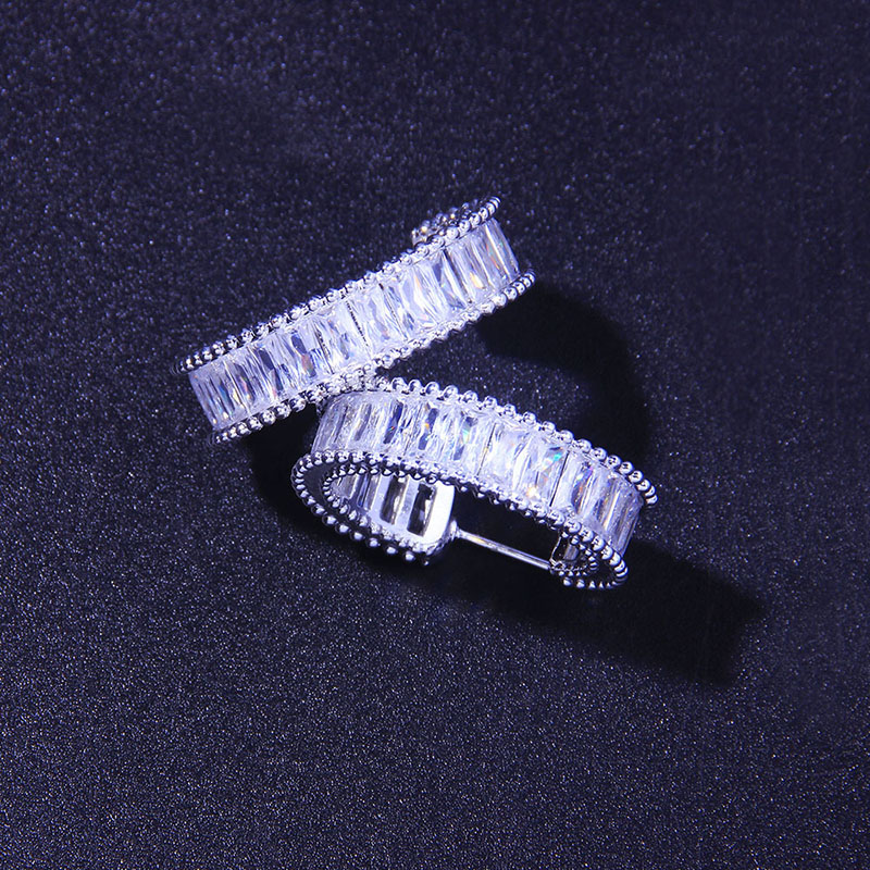 C-shaped Full Of Diamonds Zircon Earrings Fashion Earrings Silver Needle Exaggerated Earrings Manufacturer