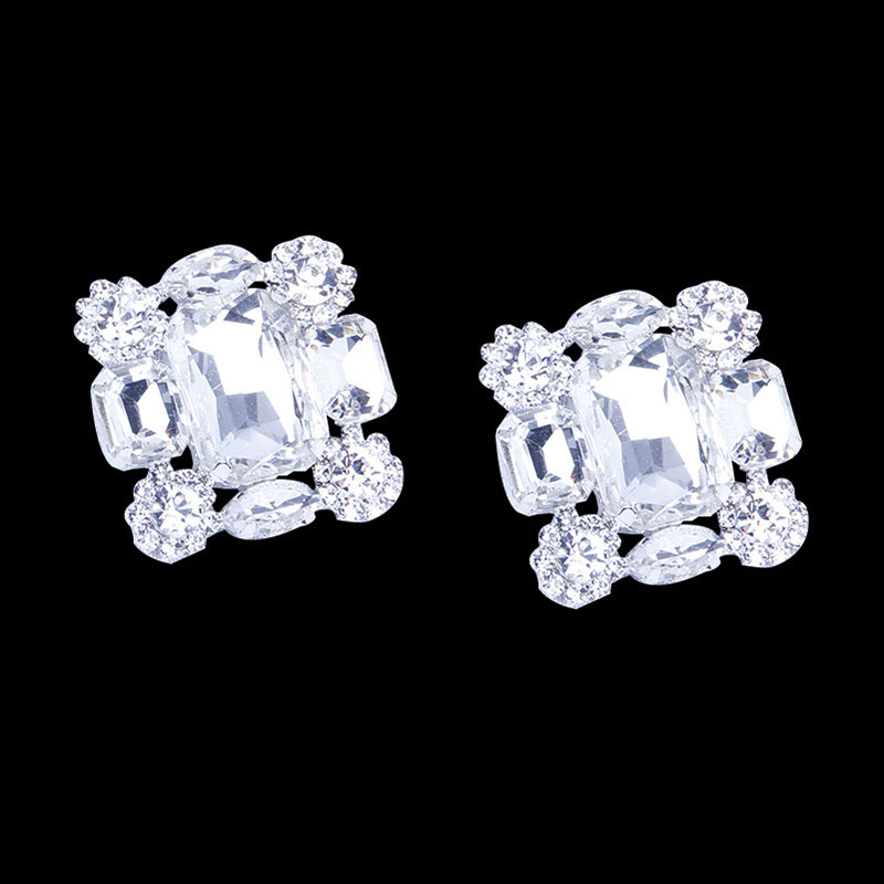 Fashion Exaggerated Earrings Ow Earrings Fashion Hipster Crystal Silver Clip Buckle Type Ear Clips Distributor