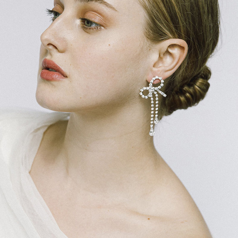 Sexy Long Tassel Drops Earrings Nightclub Shiny Bow Earrings Manufacturer