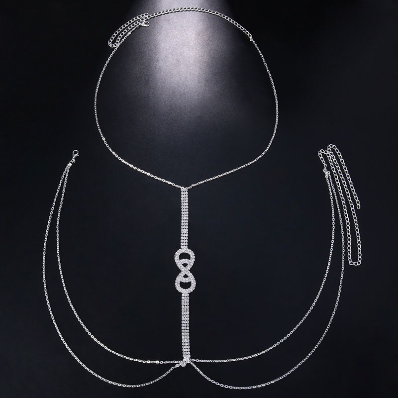 Wholesale Jewelry Geometric Chest Chain Nightclub Style Sexy Versatile Rhinestone Body Chain