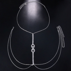 Wholesale Jewelry Geometric Chest Chain Nightclub Style Sexy Versatile Rhinestone Body Chain