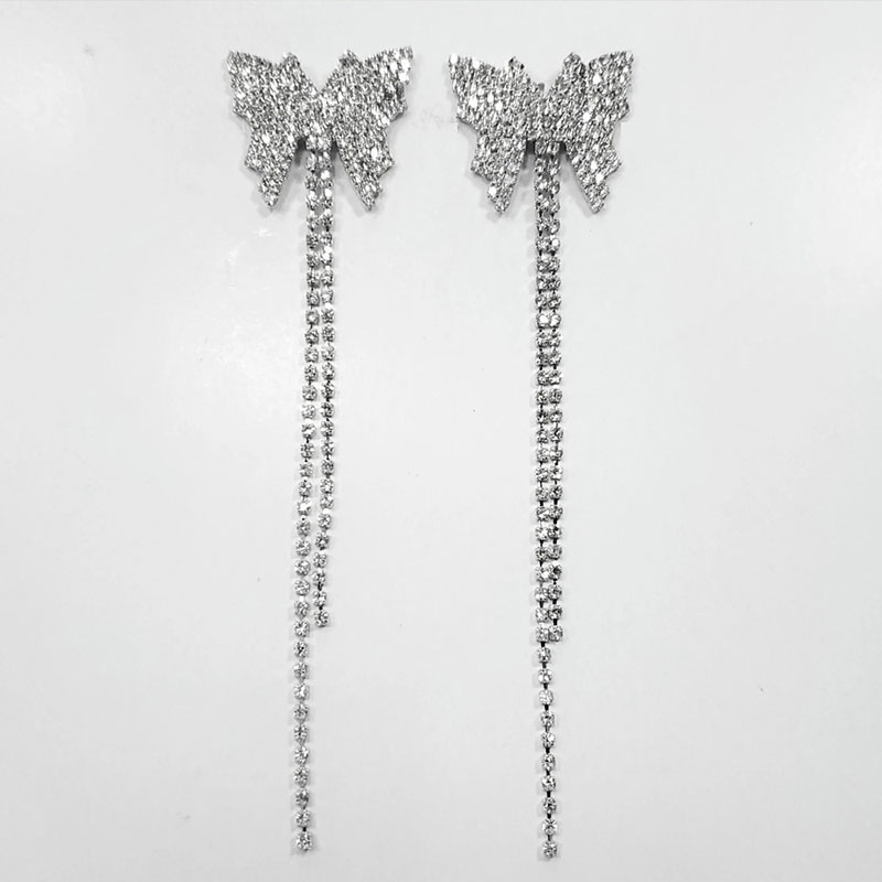 Trendy Cold Wind Butterfly Earrings Simple Full Of Diamonds Tassel Earrings Supplier