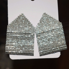 Double Geometric Diamond Square Earrings Super Flash Novelty Rhinestone Earrings Manufacturer