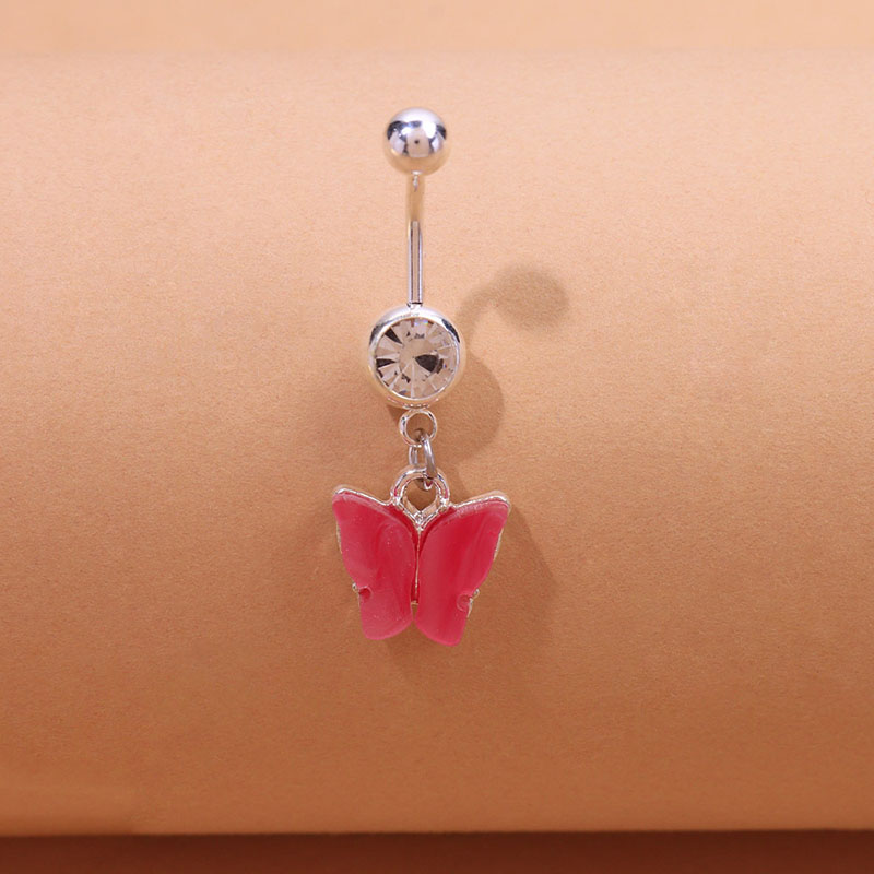 Stainless Steel Acrylic Butterfly Belly Button Studs Sexy Rhinestone Belly Button Ring Manufacturer
