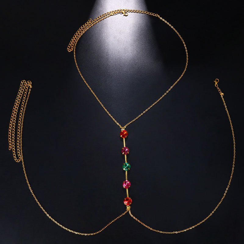 Wholesale Jewelry Body Chain Creative Multi-color Crystal Sexy Bra Chain