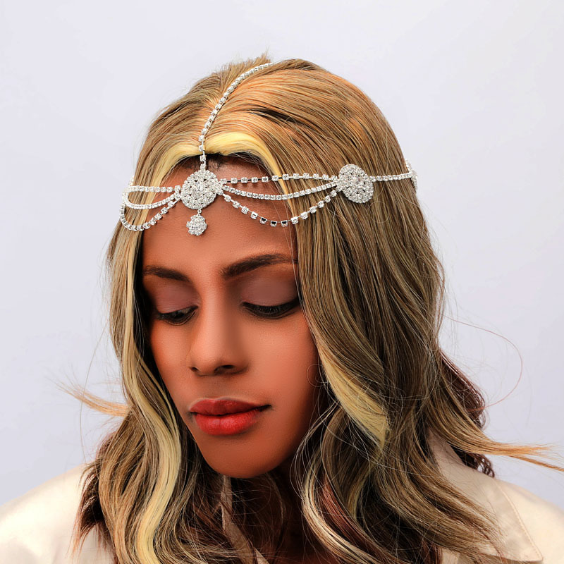 Multi-layer Flower-shaped Rhinestone Hair Chain Bridal Wedding Forehead Hair Accessories Manufacturer