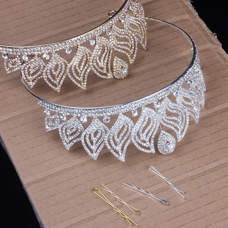 European Style Baroque Queen Crown Bridal Crystal Geometric Headdress Distributor