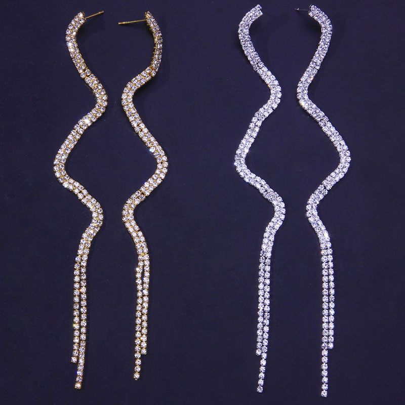 Wholesale Jewelry Snake Rhinestone Earrings Premium Feel Long Tassel Earrings