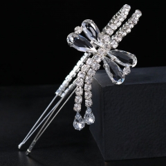Fashion Accessories Luxury Bridal Wedding Rhinestone Hair Bands Dragonfly Multi-layer Hair Accessories Supplier