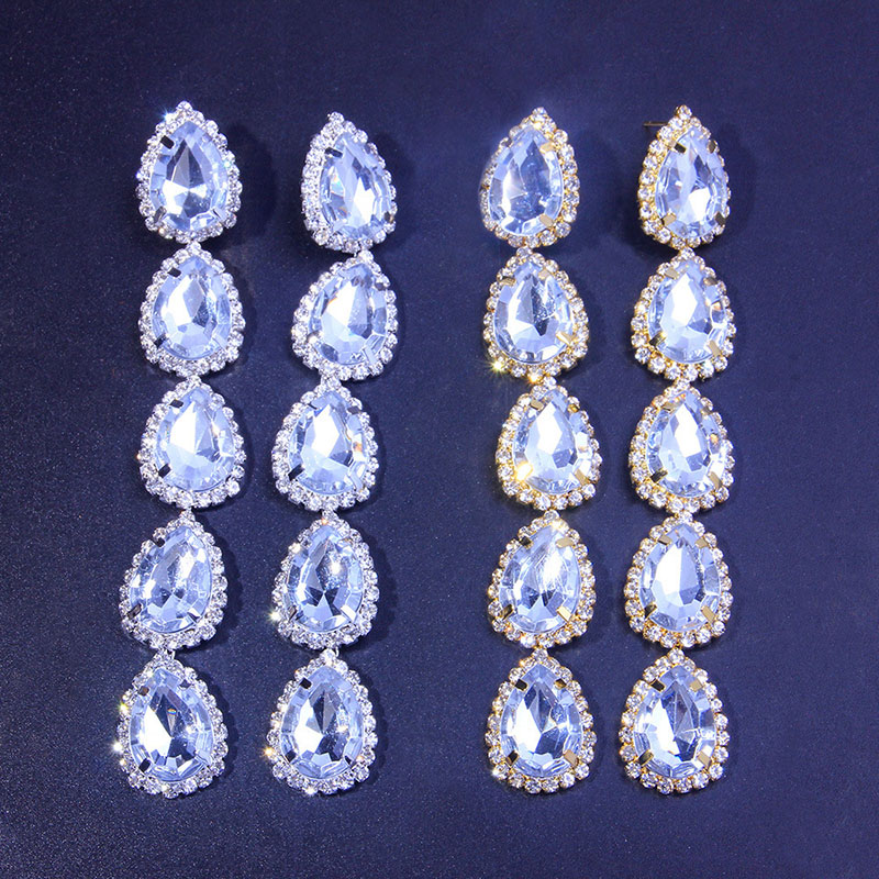 Wholesale Jewelry Water Drops Earrings High Sense Of Temperament Diamond Earrings Fashion