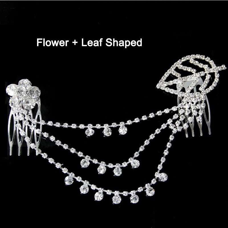 Diamond Encrusted Fringe Frontal Headband Fine Diamond Encrusted Leaves Bridal Hair Accessories Distributor