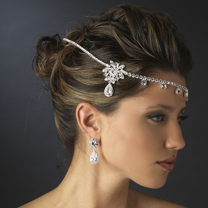 Zircon Hair Ornaments Full Of Diamonds Droplet Pendant Hair Chain Shiny Crystal Headdress Supplier