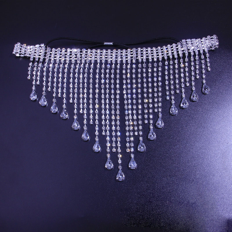 Teardrop Tassel Hairband Fashion Stretch Rope Full Of Diamonds Headdress Supplier