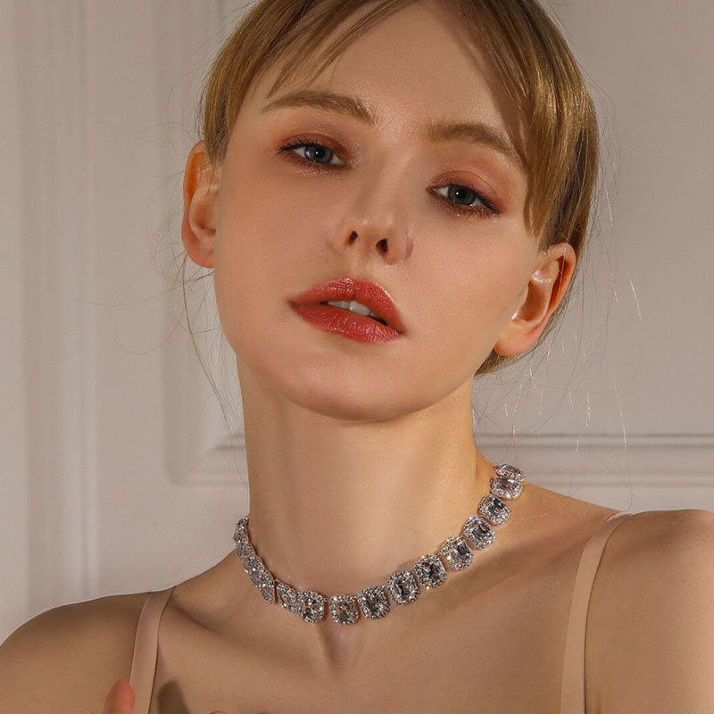 Hundreds Of Full Diamond Necklace Luxury Fashion Elements Colorful Diamond Necklace Manufacturer