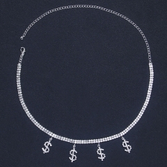 Dollar Sign Necklace Europe And The United States Full Of Diamonds Hip-hop Necklace Sexy Collarbone Chain Manufacturer