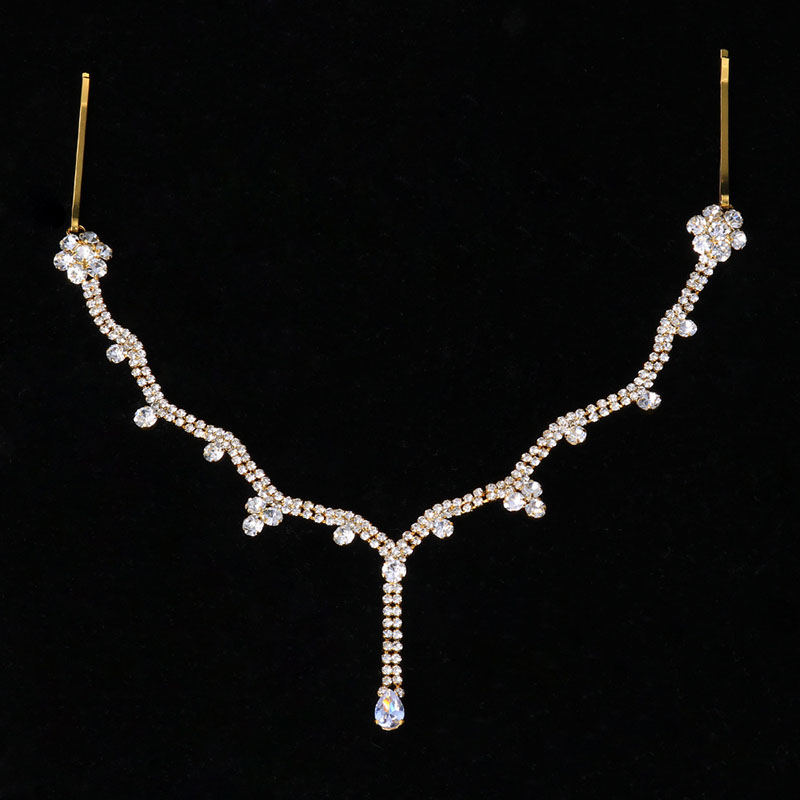 Simple And Versatile Full Of Diamonds Hair Clips European And American Gothic Bridal Forehead Chain Supplier