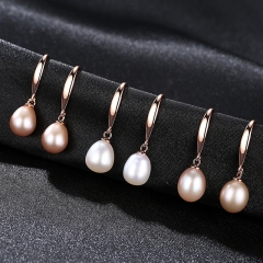 Wholesale Rose Gold Light Luxury S925 Silver Pearl Earrings Ear Hook Temperament And Elegance