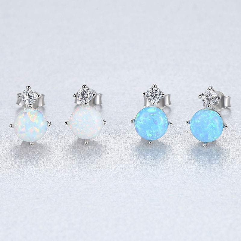 Wholesale Opal Earrings S925 Silver Zirconia Korean Fashion
