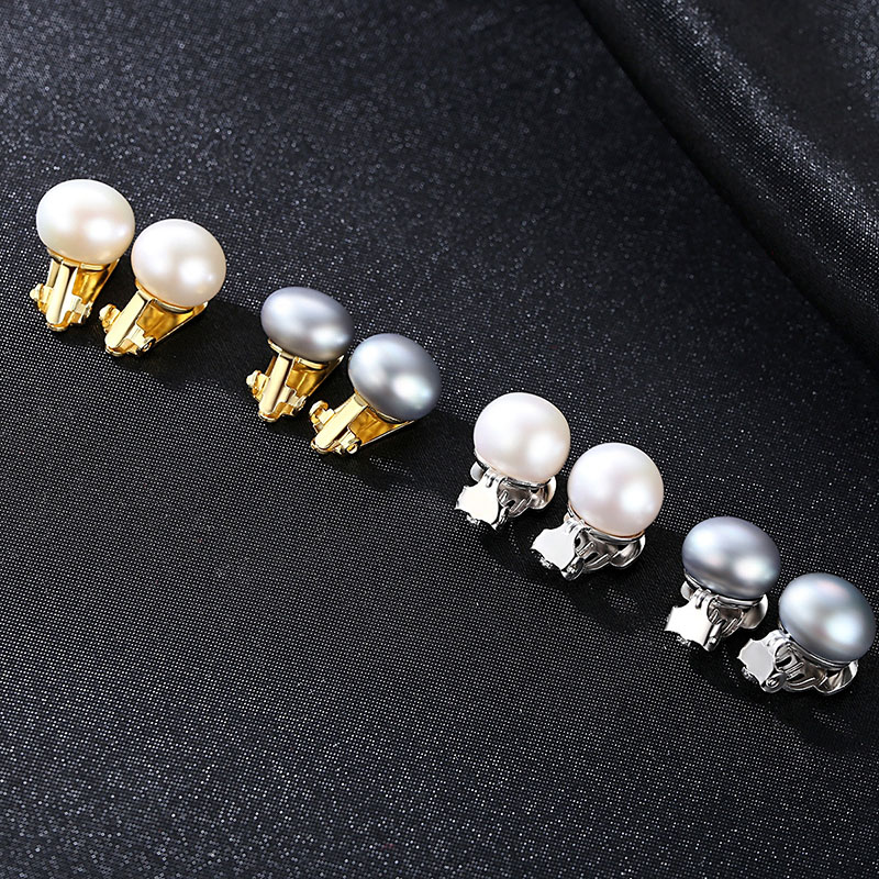 Wholesale Ear Clips Without Ear Holes S925 Silver Earrings Freshwater Pearls Simple Hong Kong Style Fashion