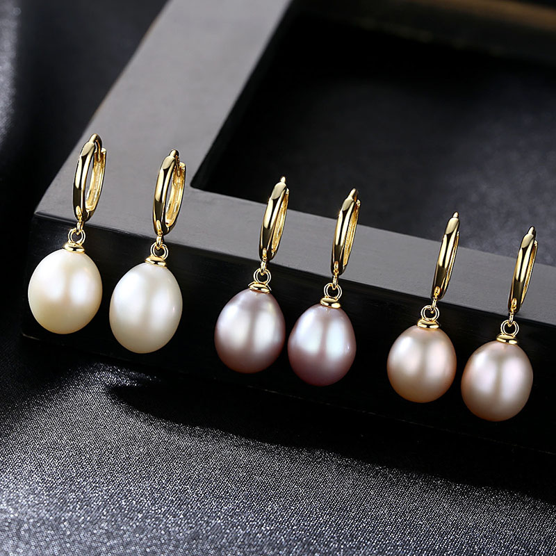 Wholesale Sterling Silver Freshwater Pearl Earring Clasp 925 Silver Rice Bead Pearl Earrings